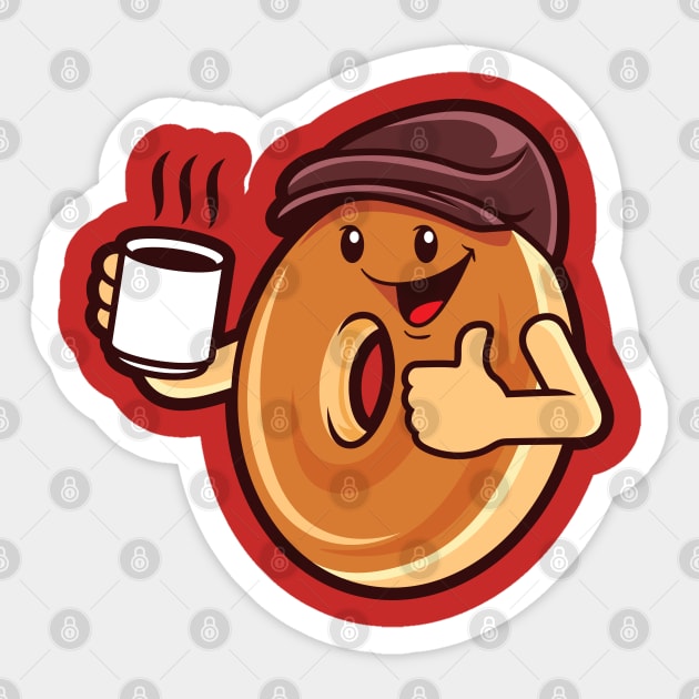 Bagel Boy Drinking Coffee Sticker by TomCage